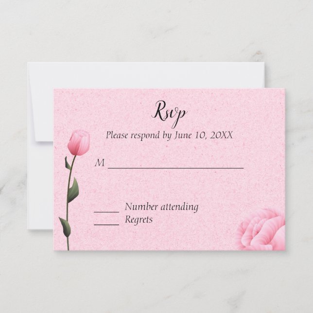 Convite de Casamento Floral Rosa Primavera RSVP (Frente)