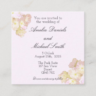 Convite de Casamento Floral Rosa Suave de Verão