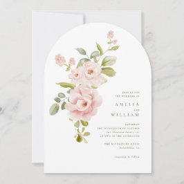 Convite de Casamento Floral Rosa Tenro