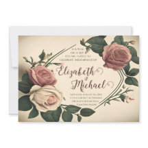Convite de Casamento Floral Rosa Vintage