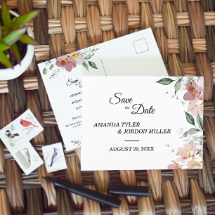 Convite de casamento floral rosa vintage para salv