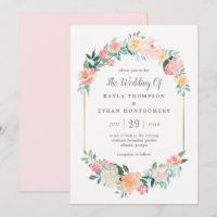 Convite de Casamento Floral Rosado