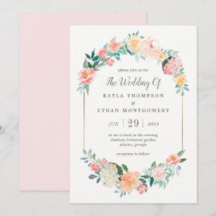 Convite de Casamento Floral Rosado