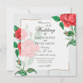 Convite de Casamento floral Rosas Vermelhas