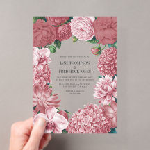 Convite de Casamento Floral Rosé Clay, Terra Pink