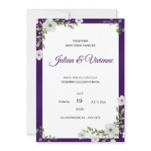Convite de Casamento Floral Roxo