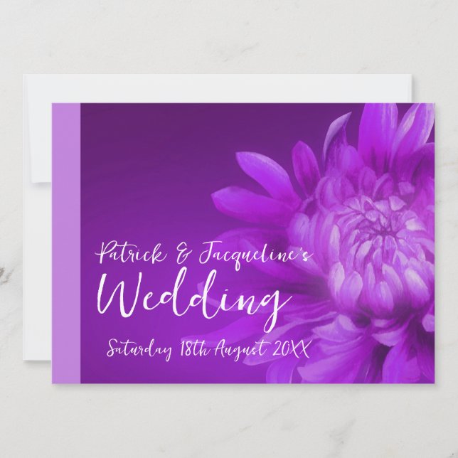 Convite de casamento floral roxo (Frente)