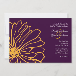 Convite de Casamento Floral Roxo e Amarelo