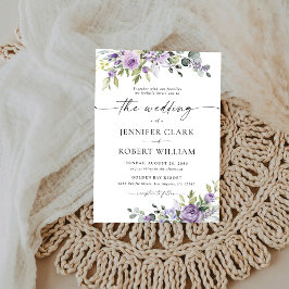 Convite de Casamento Floral Roxo Elegante