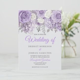 Convite de casamento Floral Roxo Elegante com Spar
