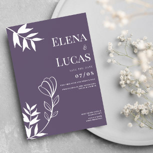 Convite de casamento floral roxo esbranquiçado abs