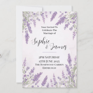 Convite de Casamento Floral Roxo Lavanda