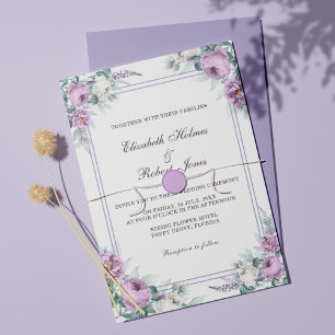 Convite de Casamento Floral Roxo Lavanda