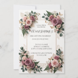 Convite de Casamento Floral Roxo Moderno