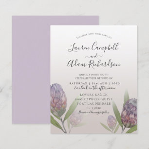 Convite de Casamento Floral Roxo Moderno Econômico