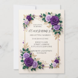 Convite de Casamento Floral Roxo Personalizado