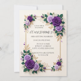 Convite de Casamento Floral Roxo Personalizado