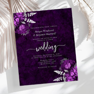 Convite de Casamento Floral Roxo Prata Orçamento