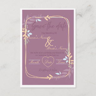 Convite de Casamento Floral Roxo Real e Dourado