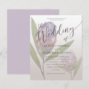 Convite de Casamento Floral Roxo Rústico Econômico