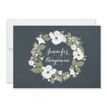 convite de casamento Floral Russo marinho