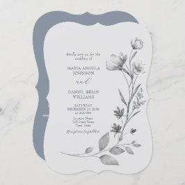 Convite de casamento Floral Russo Silver