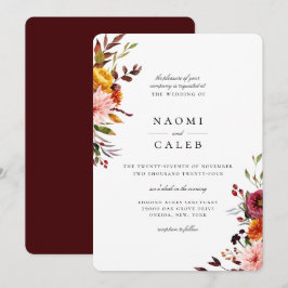 Convite De Casamento Floral Rustic Autumn