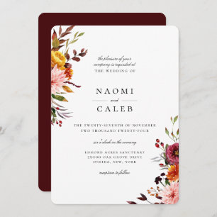 Convite De Casamento Floral Rustic Autumn