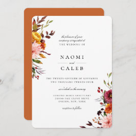 Convite De Casamento Floral Rustic Autumn