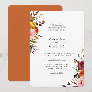 Convite De Casamento Floral Rustic Autumn