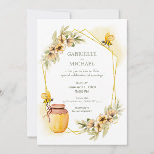 Convite De Casamento Floral Rustic Bumble Bee