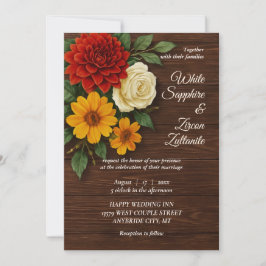 Convite De Casamento Floral Rustic Fall