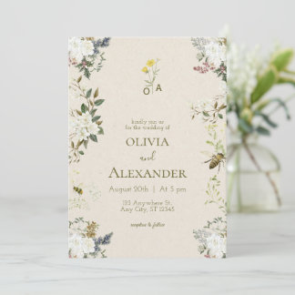 Convite De Casamento Floral Rustic Vintage