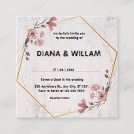 Convite de Casamento Floral Rústico