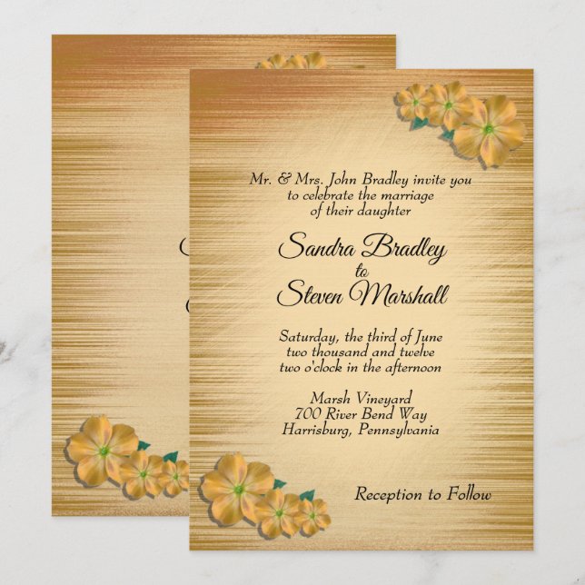 Convite de Casamento Floral Rústico (Frente/Verso)