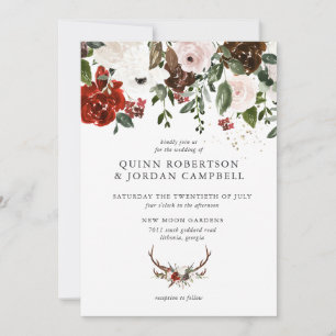 Convite de Casamento Floral Rústico   Boho Botânic
