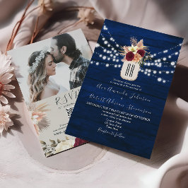 Convite de Casamento Floral Rústico com Código QR