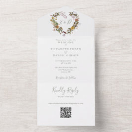 Convite de Casamento Floral Rústico com Código QR