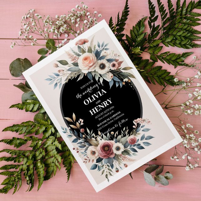 Convite de Casamento Floral Rústico Elegante (Elegant Floral Rustic Wedding Invitation Design)