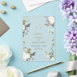 Convite de Casamento Floral Rústico em Acrílico