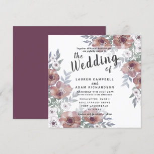 Convite de Casamento Floral Rústico em Laranja Que