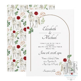 Convite de Casamento Floral Rústico Equestre Verme