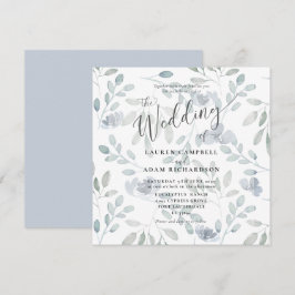 Convite de Casamento Floral Rústico Eucalipto Azul