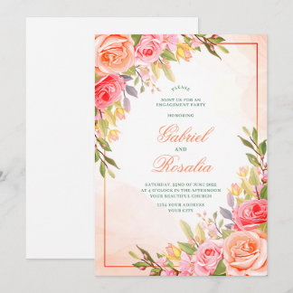 Convite de Casamento Floral Rústico Rosa Bege