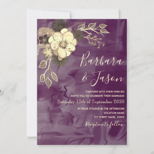 Convite de Casamento Floral Rústico Roxo