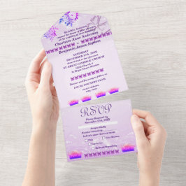 Convite de Casamento Floral Rústico Roxo