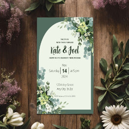 Convite de Casamento Floral Rústico Simples