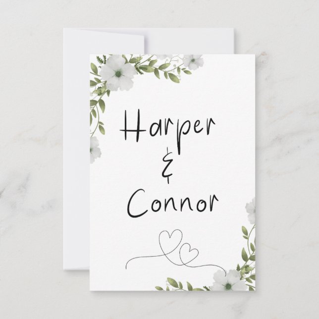 Convite de casamento Floral Sage, casamento Botâni (Verso)