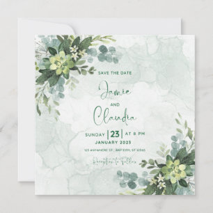 Convite de casamento floral Salve a Data