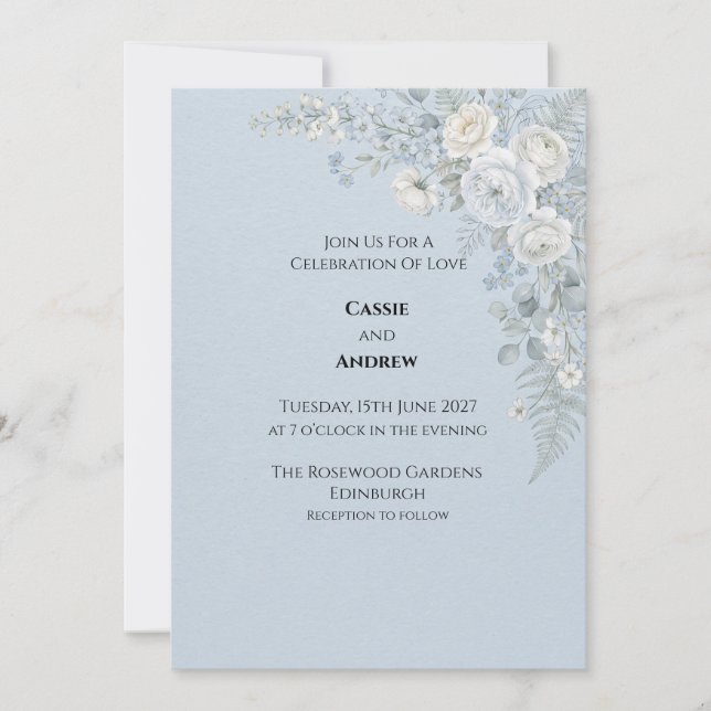 Convite de Casamento Floral Seco de Grama das Pamp (Frente)